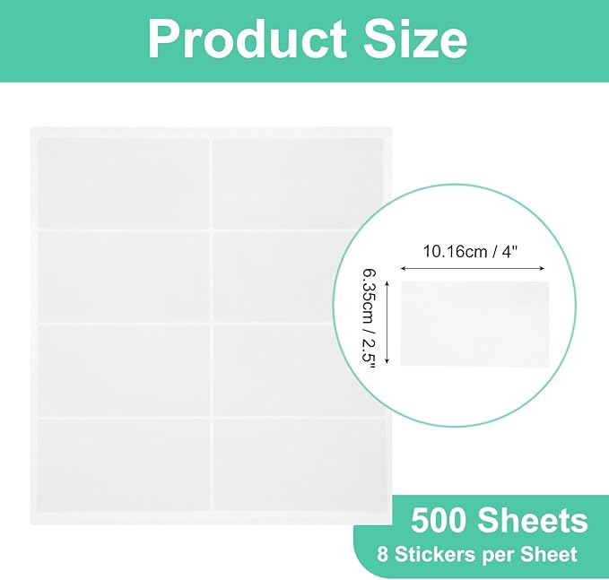 MECCANIXITY 500 Sheets Barcode Label 4 x 2.5 inch Printable Laser and Inkjet Labels Address Labels for Copier Mailing Shipping Labels File Folders Envelopes, 8 Per Page, 4000 Labels