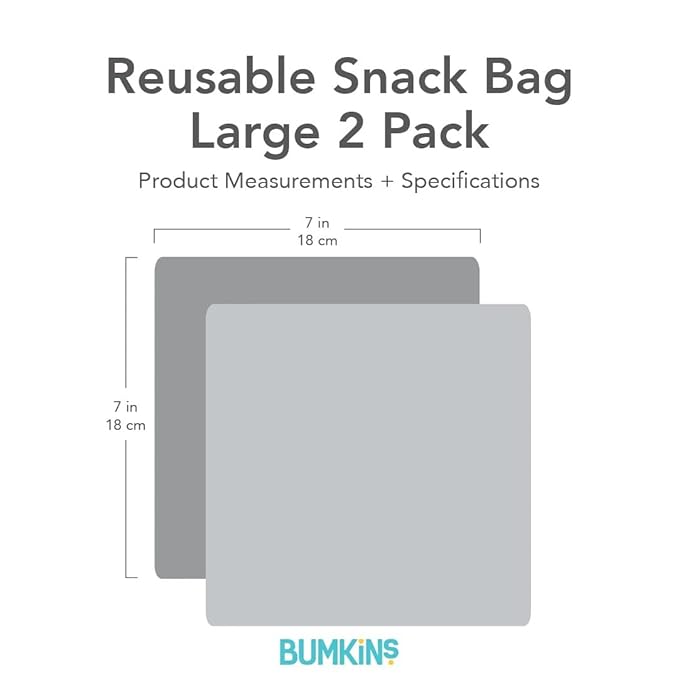 Bumkins Reusable Sandwich and Snack Bags, for Kids School Lunch and for Adults Portion, Washable Fabric, Waterproof Cloth Zip Bag, Travel Pouch, Food-Safe Storage, Large 2-pk Desert Boho