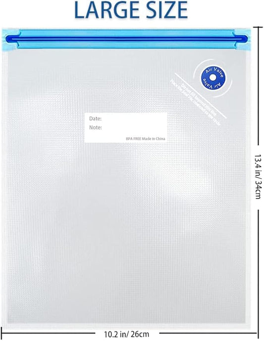 Sous Vide Bags -30pack Large Size 10.2x13.4in/ 26x34cm Food Vacuum Storage Bags, Reusable Vacuum Zipper for Sous Vide Cooking, with 6 Sealing Clips for Anova and Joule Cookers
