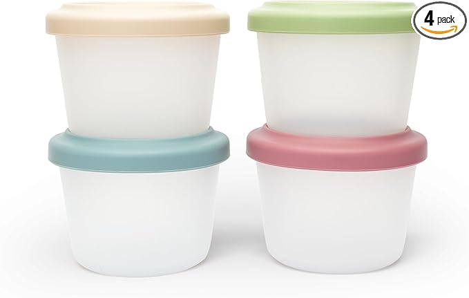 4 Pack Small Silicone Snack Containers with Lids 4 oz Reusable Food Storage Containers Bento Lunch Snack Pots for Adults & Kids Meal Prep Containers