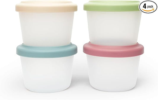 4 Pack Small Silicone Snack Containers with Lids 4 oz Reusable Food Storage Containers Bento Lunch Snack Pots for Adults & Kids Meal Prep Containers