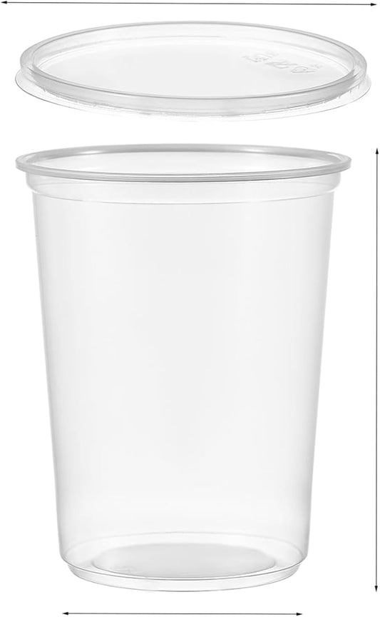 [150 Sets - 32 oz. Plastic Deli Food Storage Soup Togo Containers With Airtight Lids Clear Disposable Takeout Quart Container