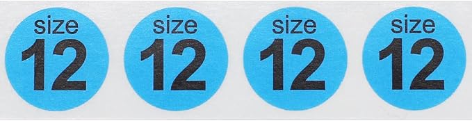 Shoe Size 12 Hot Blue Stickers for Retail Clothing – 3/4 Inch Round, 500 Semi-Gloss Adhesive Labels Per Roll for Footwear Inventory, Organization, and Display – Made in The USA