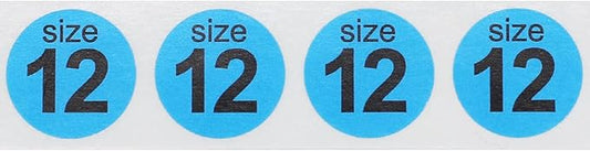 Shoe Size 12 Hot Blue Stickers for Retail Clothing – 3/4 Inch Round, 500 Semi-Gloss Adhesive Labels Per Roll for Footwear Inventory, Organization, and Display – Made in The USA