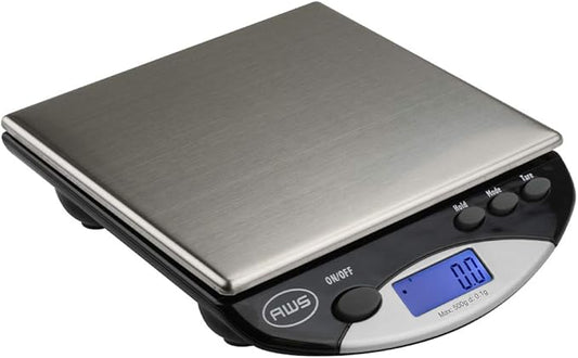 American Weigh Scales Compact Bench Scale Stainless Steel Backlit LCD Screen Rubber Stabilizing FeetAMW-500I-BLK500G x 0.1G(Black)