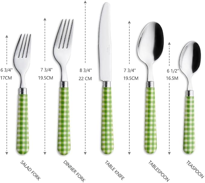 ANNOVA Silverware Set 20 Pieces Stainless Steel Cutlery Color Handle Flatware - 4 x Dinner Knife; 4 x Dinner Fork; 4 x Salad fork; 4 x Dinner Spoon 4 x Dessert Spoon (Green)
