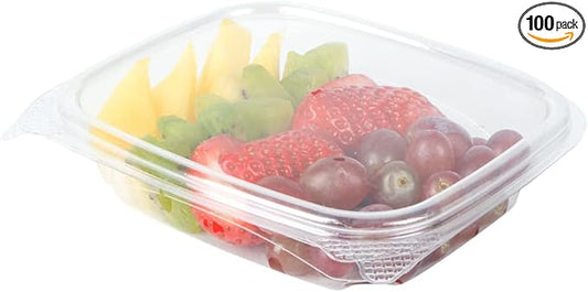 Restaurantware Thermo Tek 8 Ounce Clamshell Containers - Anti-Fog To Go Food Containers - Freezable Rectangle Clear Plastic Food Packaging