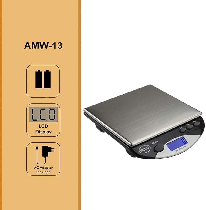American Weigh Scales AMW Series Precision Digital Kitchen Scale 6KG x 1 KG (AMW-13-BK)