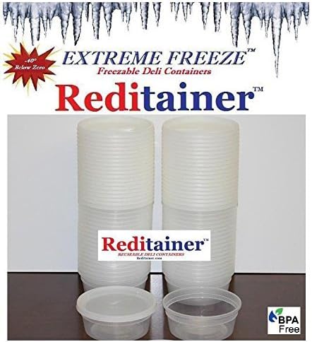 Extreme Freeze Deli Food Containers with Lids, 8-Ounce, 40-Pack
