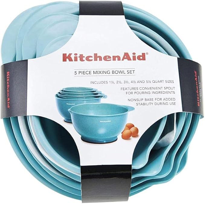 KitchenAid Classic Mixing Bowls, Set of 5, Aqua Sky 2