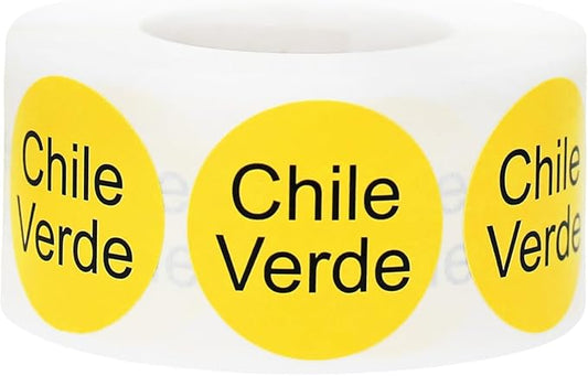 Yellow with Black Chile Verde Circle Dot Adhesive Stickers, 1 Inch Round Labels, 500 Total Stickers