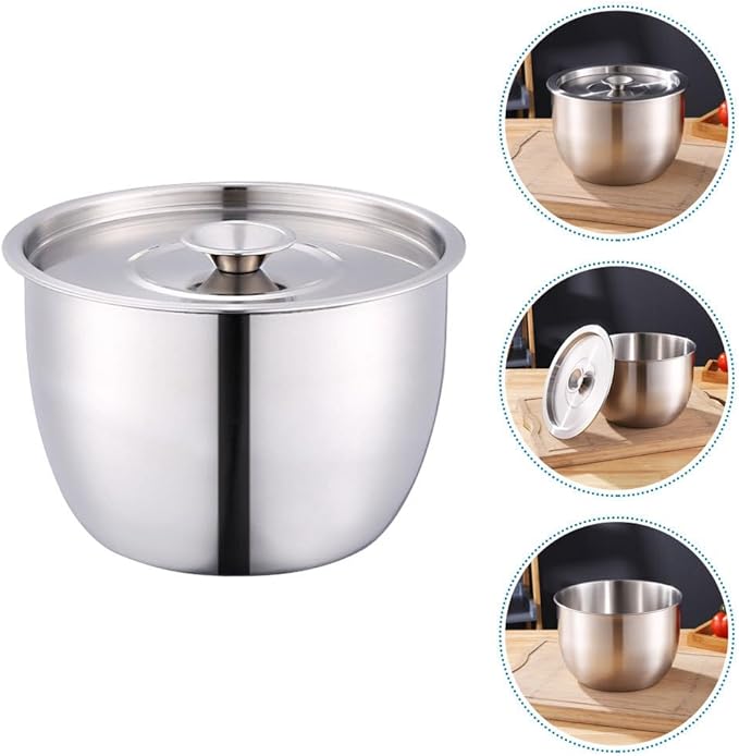 Yardwe Stainless Steel Mixing Bowl with Lid, 8.26 Inch Salad Bowl for Baking, Cooking, Food Storage, Dishwasher Safe, Silver