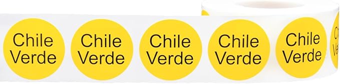 Yellow with Black Chile Verde Circle Dot Adhesive Stickers, 1 Inch Round Labels, 500 Total Stickers