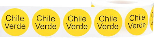 Yellow with Black Chile Verde Circle Dot Adhesive Stickers, 1 Inch Round Labels, 500 Total Stickers
