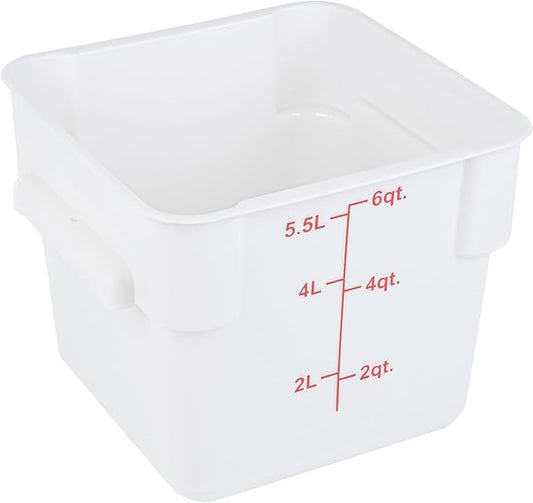 Restaurantware - Met Lux 6 Quart Food Storage Container, 1 White Storage Container - Lids Sold Separately, Red Volume Markers, Dishwashable Container, Side Handles, For Storing Foods