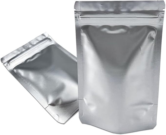 PABCK Stand-Up Resealable Heat Seal Bags 3.55mil Thick Frosted Silver Foil Sealed Bags 50 Pieces 3.35x5.1 inch for Zip Packaging Lock Food Storage Pouch