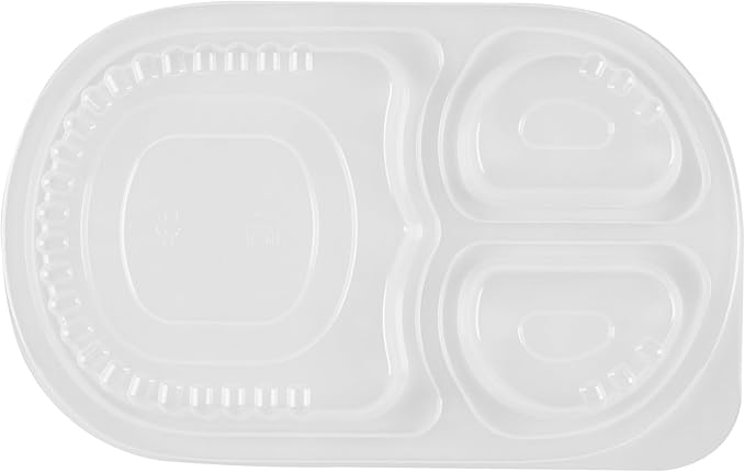 Restaurantware RW Base 19 Ounce Meal Prep Containers, 100 Microwavable To Go Containers With Lids - 3 Compartments, Disposable, Black Plastic Oval Food Containers, For Hot And Cold Food, Freezable