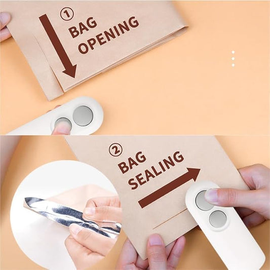 Mini Bag Sealer, 2 in 1 Heat Sealer with Cutter, Portable Resealer Machine,Plastic Heat Seal Sealer Kitchen Gadget for Mylar/Food Storage Bags,Mini Bag Resealer Machine for Plastic Snack Bags (1pack)