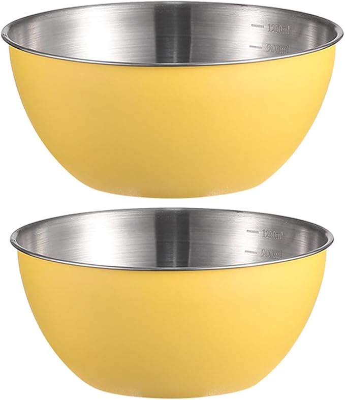 Stainless Steel Salad Bowls Set of 2 Mixing Bowl with Measurement Markings Snacks Bowls, Small 0.74 Quart Serving Bowls for Mixing, Cooking, Baking, Prepping and Home Kitchen Food Storage Bowls