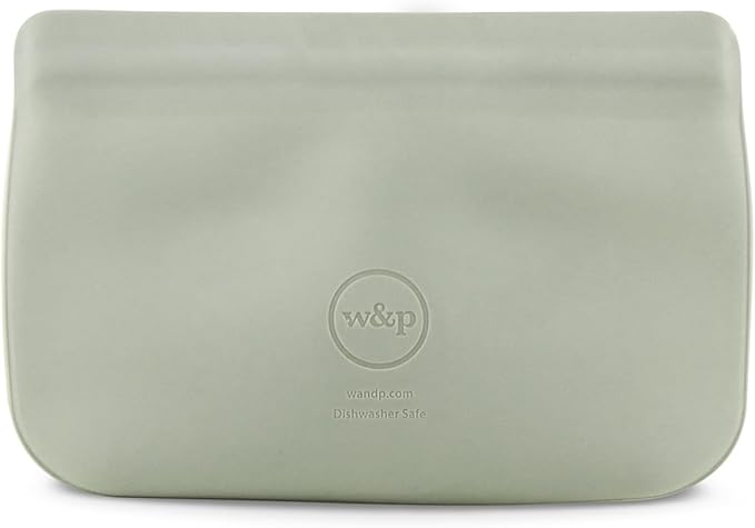 W&P Porter Silicone Reusable Storage Bag, Sandwich (10oz Flat), Sage, Food Storage Container, Microwave and Dishwasher Safe, Easy Cleaning
