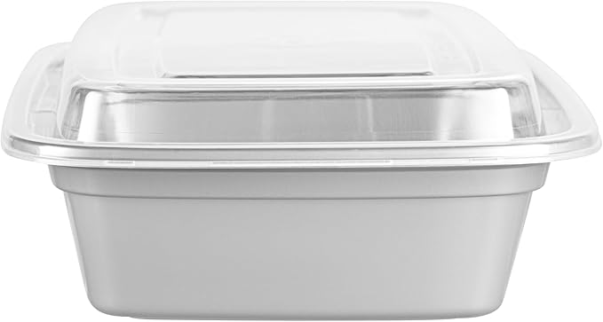 Restaurantware Asporto 24 Ounce Take Out Containers, 100 Food Containers With Lids - Microwavable, Disposable, Silver Plastic To Go Food Containers, No BPA, For Take Out And Delivery
