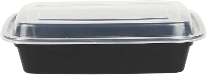 Restaurantware Asporto 24 Ounce Take Out Containers, 50 Food Containers With Lids - Microwavable, Disposable, Black Plastic To Go Food Containers, No BPA, For Take Out And Delivery