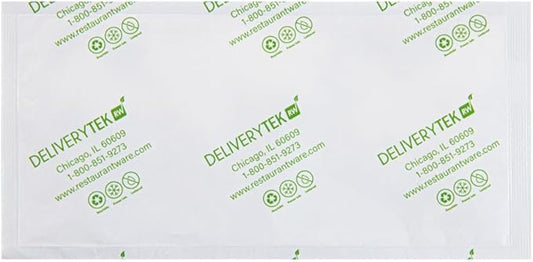 Restaurantware Delivery Tek 7.9 x 3.7 Inch Shipping Ice Packs 100 Durable Cold Packs - Easy-To-Use Design Leakproof Plastic Dry Ice Packs Reusable For Frozen Meat Vegetables or Beverages