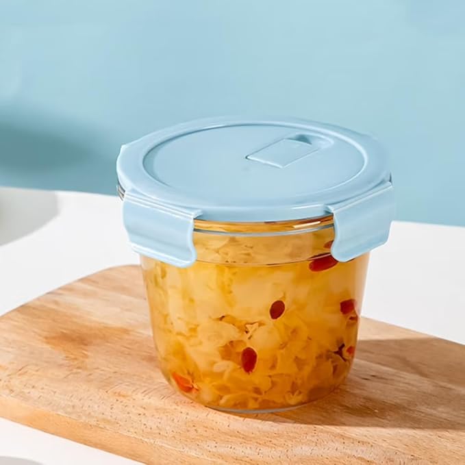 24OZ Glass Soup Containers with Airtight Lids, Glass Food Storage Container, Round Meal Prep Containers with Lids, Soup Freezer Container, Dishwasher、Refrigerator、Microwave safe (4 Pack)