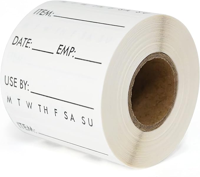 L LIKED 250 Dissolvable Labels 2"x 2" Use by Food Rotation Storage Label，Freezer Label Washable in Dishwasher
