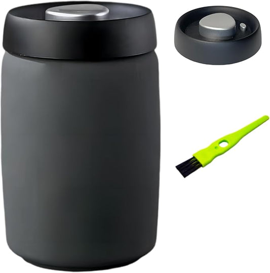 Coffee Vacuum Canister | 16oz Coffee Bean Storage | Stainless Steel Airtight Food Storage Container | Press Out Excess Air Preserve Food Freshness | Perfect for Coffee Beans,Loose Tea, Grey