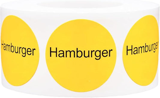 Yellow with Black Hamburger Circle Dot Adhesive Stickers, 1 Inch Round Labels, 500 Total Stickers