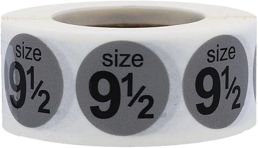 Shoe Size 9 1/2 Grey Stickers for Retail Clothing – 3/4 Inch Round, 500 Semi-Gloss Adhesive Labels Per Roll for Footwear Inventory, Organization, and Display – Made in The USA