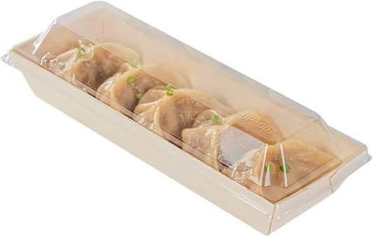 Restaurantware LIDS ONLY: Taipei 8 x 3 x 1.3 Inch Rectangle Transparent Lids 100 Plastic Lids For 9 Ounce Rectangle Wooden Containers - Containers Sold Separately Clear Plastic To Go Box Lids