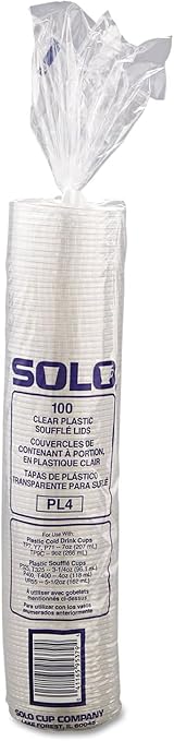 Solo PL4N Clear Portion Container Lid - Fits 3.25-5.5 oz, 0.3", Clear (Case of 2500)