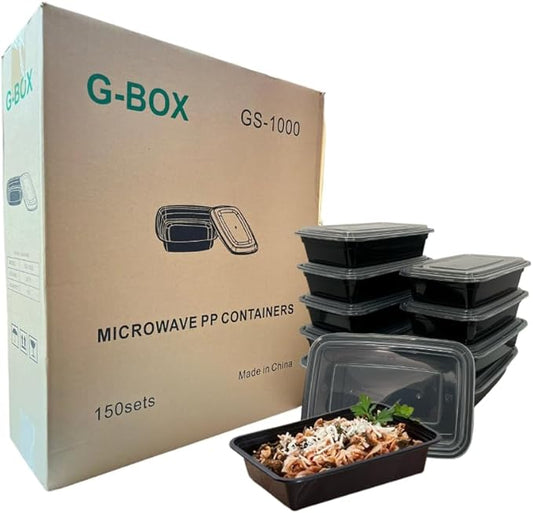 Meal Prep Containers with Lids - 32 OZ | 150 Pack | 1 Compartment Food Containers with Lids [Meal Prep, Bento Box, Stackable, Reusable, Dishwasher Safe, Microwave Safe, Freezer Safe]