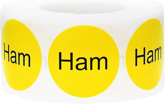 Yellow with Black Ham Circle Dot Adhesive Stickers, 1 Inch Round Labels, 500 Total Stickers