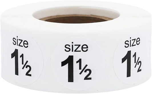 Shoe Size 1 1/2 White Stickers - 3/4 Inch Round, 500 Semi-Gloss Adhesive Labels Per Roll for Retail, Footwear Inventory, and Organization - Made in The USA