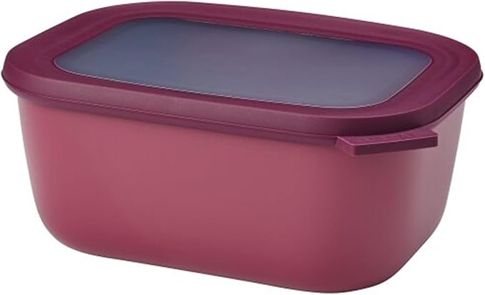 Mepal Cirqula 50.7oz/1,500ml Circular Rectangular Multi Food Storage & Serving Container with Transparent Lids | Perfect for Food Prep | Microwave & Dishwasher Safe | Nordic Berry | Made in Holland