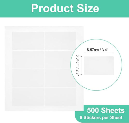 MECCANIXITY 500 Sheets Barcode Label 3.4 x 2.3 inch Printable Laser and Inkjet Labels Address Labels for Copier Mailing Shipping Labels File Folders Envelopes, 8 Per Page, 4000 Labels