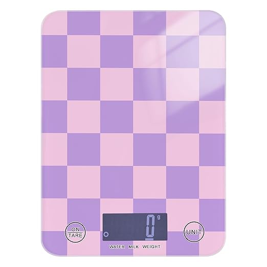 Food Scale Kitchen Scale for Baking Cooking Digital Food Weighing Measuring Scale Small Waterproof Electric Food Scale Checkered Purple