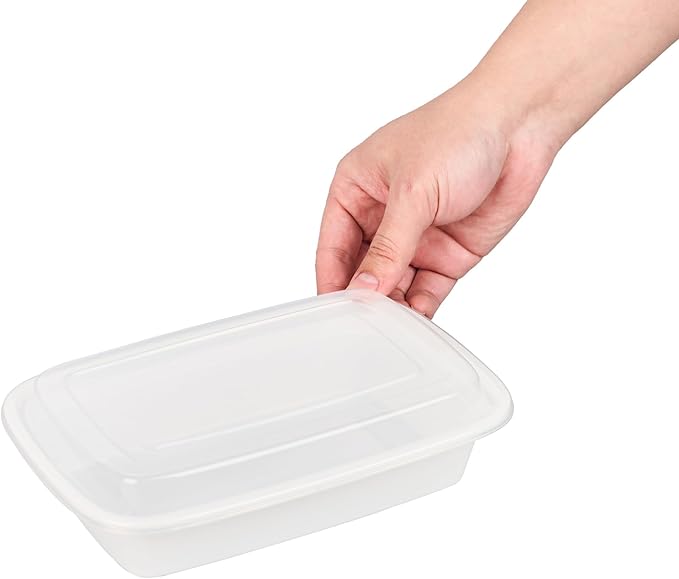 Asporto 24 Ounce Take Out Containers, 100 Food Containers With Lids - Microwavable, Disposable, White Plastic To Go Food Containers, No BPA, For Take Out And Delivery - Restaurantware