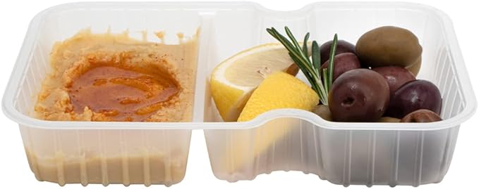 Restaurantware TRAYS ONLY: Futura 10 Ounce Trays For Meal Prep Containers 100 Microwavable Trays For 32 Or 37 Ounce Containers - Containers Sold Separately 2 Compartments White Plastic Food Trays