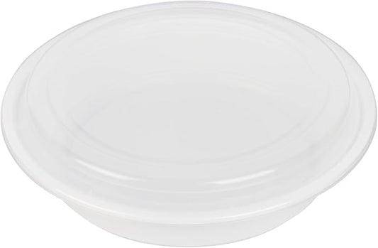 Restaurantware Asporto 48 Ounce To Go Boxes 100 Microwavable Take Out Food Containers - Clear Plastic Lids Included Do Not Contain BPA White Plastic Catering Food Containers Disposable Round