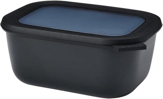Mepal Cirqula 50.7oz/1,500ml Circular Rectangular Multi Food Storage & Serving Container with Transparent Lids | Perfect for Food Prep | Microwave & Dishwasher Safe | Nordic Black | Made in Holland