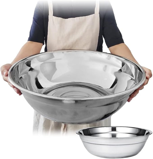 Oversized All-Purpose Stainless Steel Bowl for Home & Commercial, 16 Qt, 15 L, Made in Korea, Premium Stainless Steel, No Dulling & Rusting, For Prepping, Baking, Mixing, Marinating & Brining Kimchi
