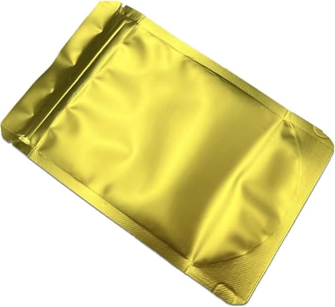 PABCK 50 Pieces 5.5x7.87 inch(Inside Size 4.7x5.1 inch) Stand-Up Resealable Heat Seal Bags 3.55mil Thick Frosted Gold Foil Sealed Bags for Zip Packaging Lock Food Storage Pouch