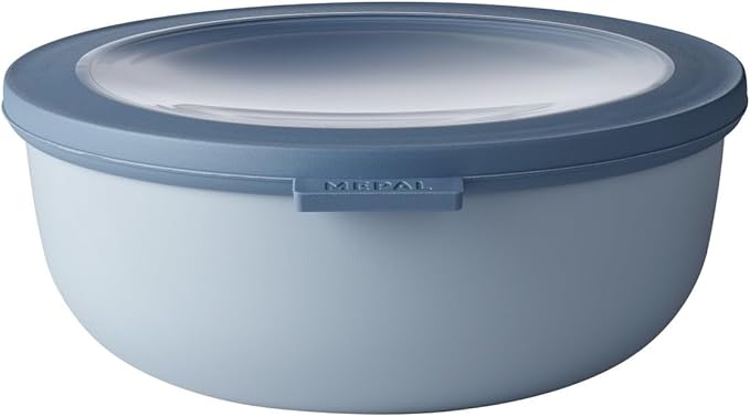 Rosti Mepal RST62120BLU Cirqula Multi Food Storage and Serving Bowl with Lid, Low 1.3 Quart, Nordic Blue