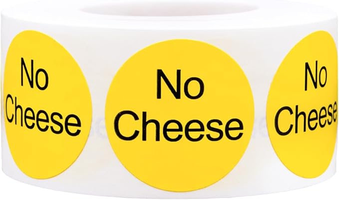 No Cheese Deli Labels 1 Inch 500 Total Adhesive Labels