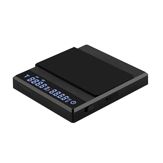 0.1g High Precision Digital Coffee Scale, 0.3g to 2kg Measuring Range Rechargeable Espresso Scale with Tare Function, LED Display (Black, ABS)