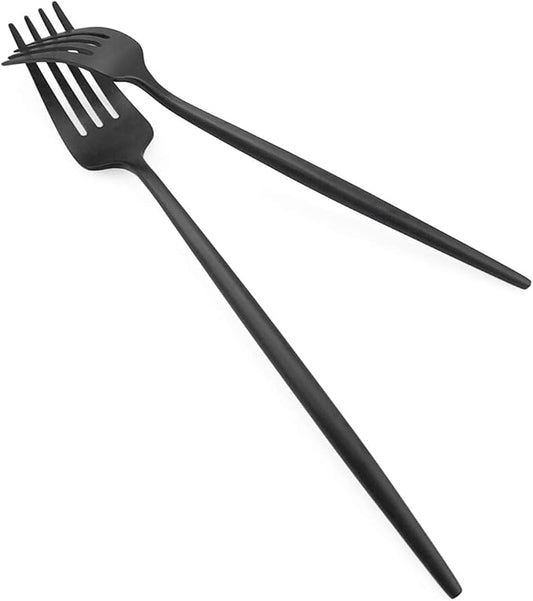 Black Flatware, Royal 5 Piece Luxury Matte Finish 18/10 Stainless Steel Tableware Sets for 1 Including Forks Spoons Knives, Camping Silverware Travel Utensils Set Cutlery (Black)